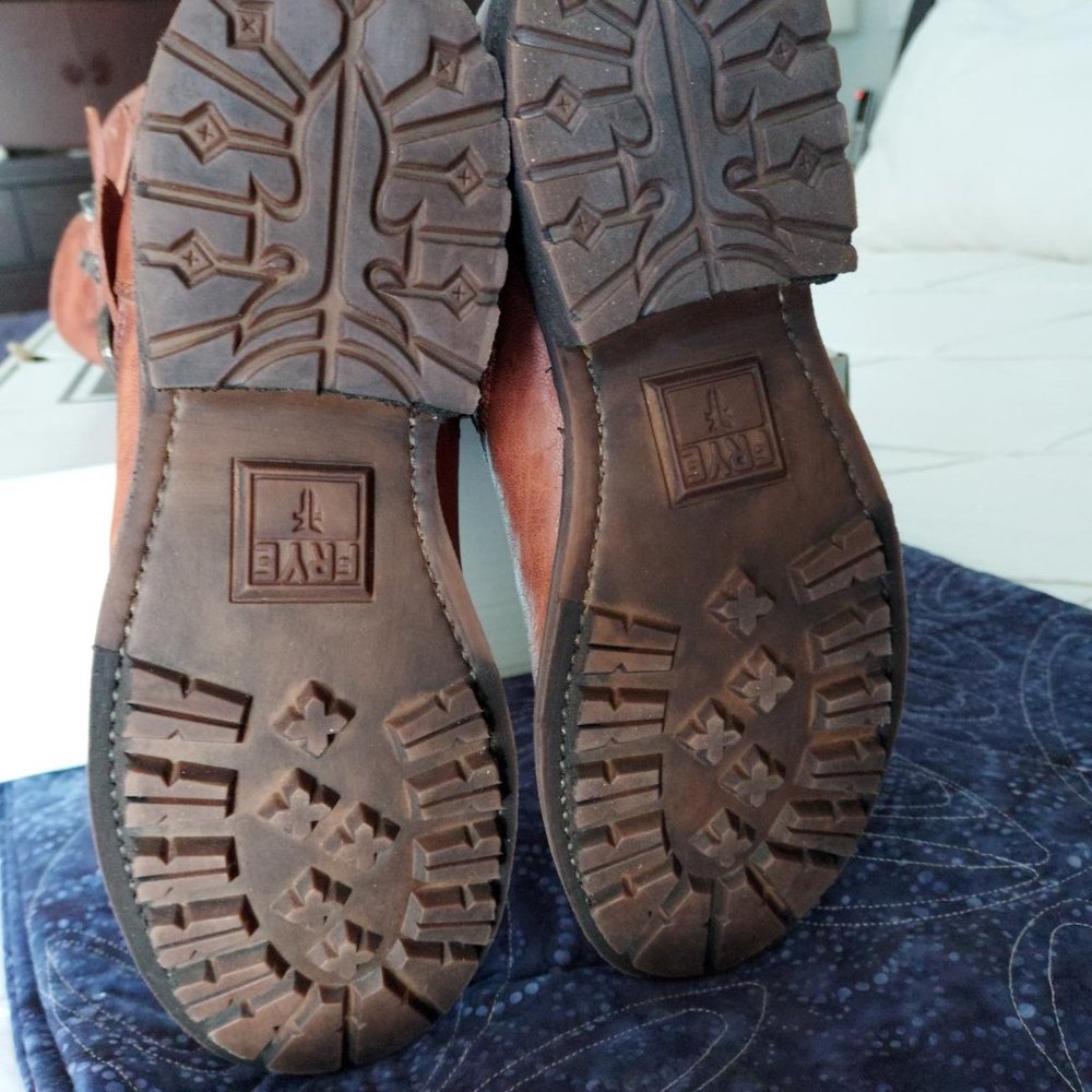 NIB Frye Valerie tall belted boots, cognac, fully fur lined!  8.5 (more like 8) - Picture 5 of 13